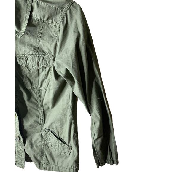 French Cuff Military Jacket Womens Size Medium Long Sleeves Pockets Green - Picture 6 of 8